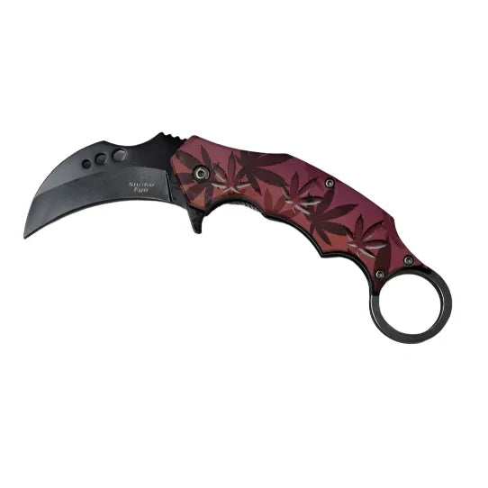 Coltello chiudibile tattico Karambitstyle - Foglie rosa