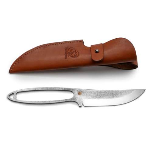 SNK1 Coltello Skeleton con fodero in cuoio - Coltello Bushcraft D2 in acciaio